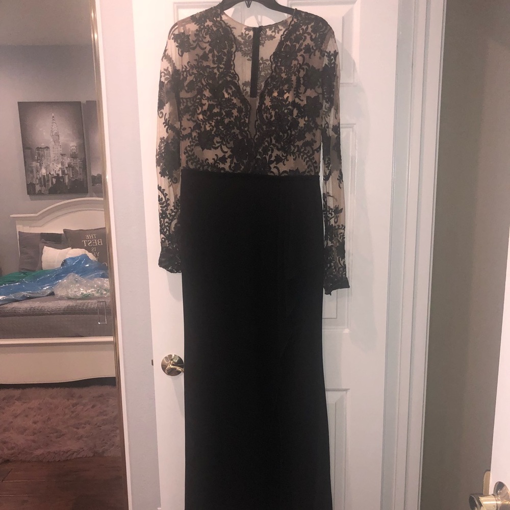 Nicole Bakti black evening gown.